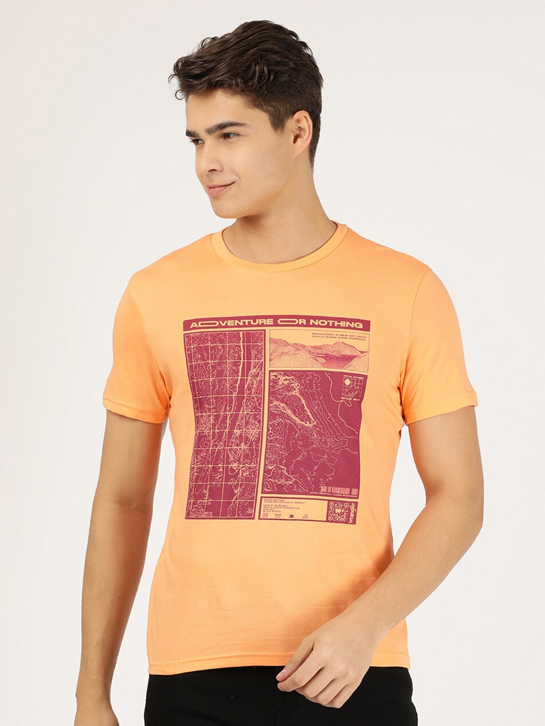

Wrangler Men Orange Typography Printed T-shirt