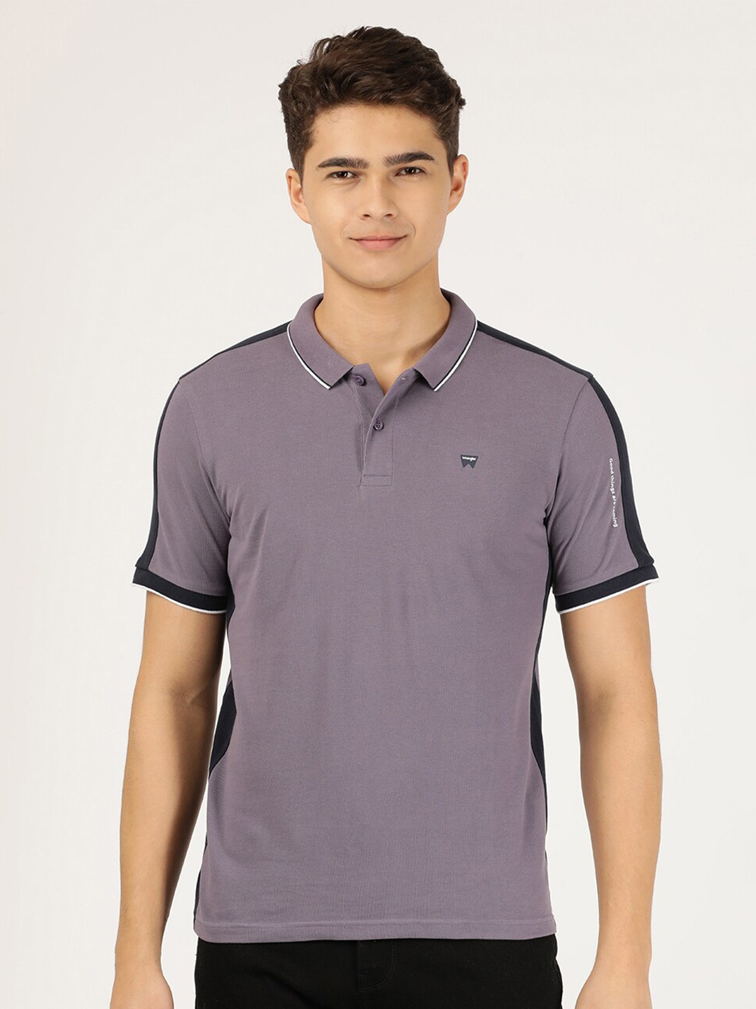 

Wrangler Men Purple Polo Collar T-shirt