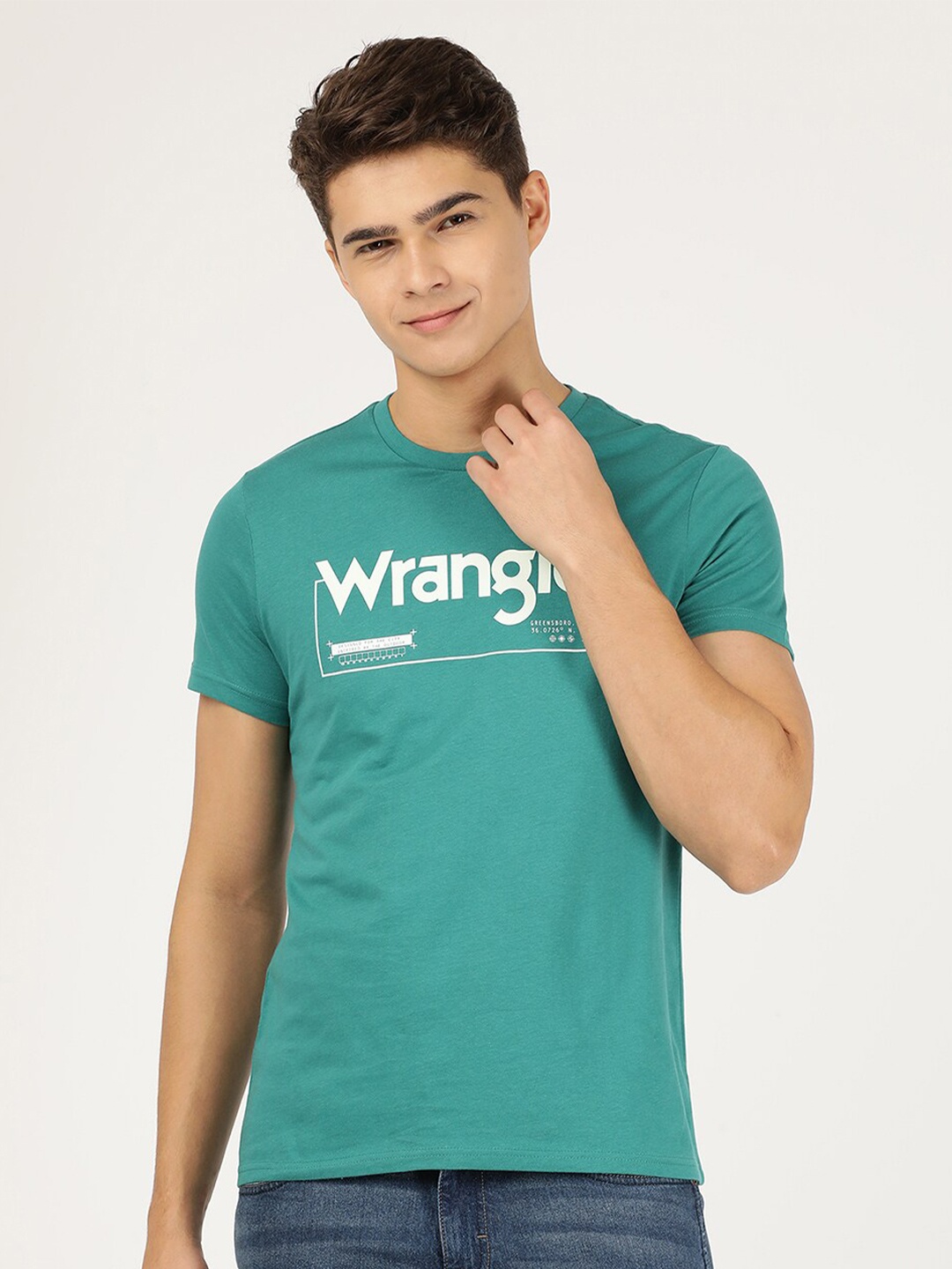 

Wrangler Men Green Typography Printed T-shirt