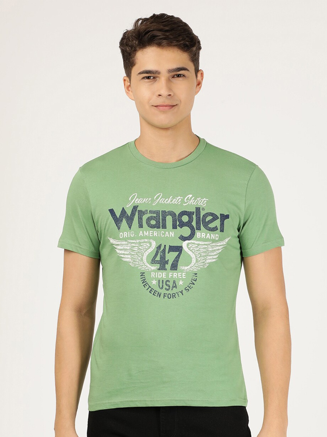 

Wrangler Men Green Typography Printed T-shirt