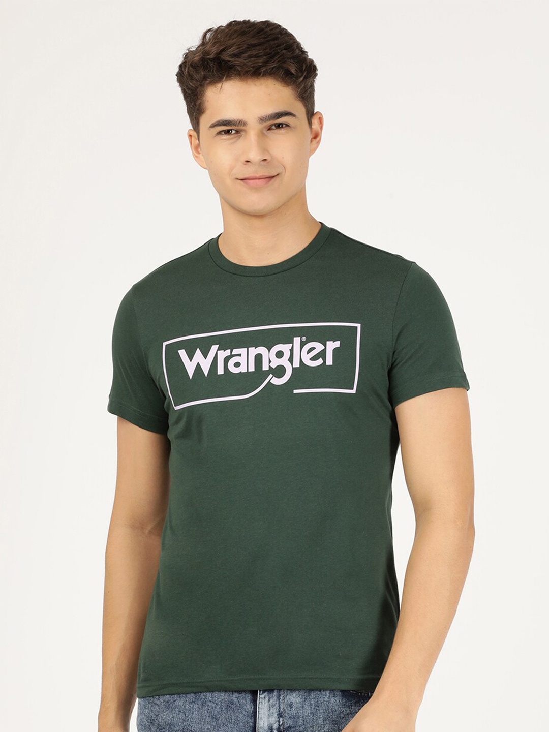 

Wrangler Men Green Typography Printed Cotton T-shirt