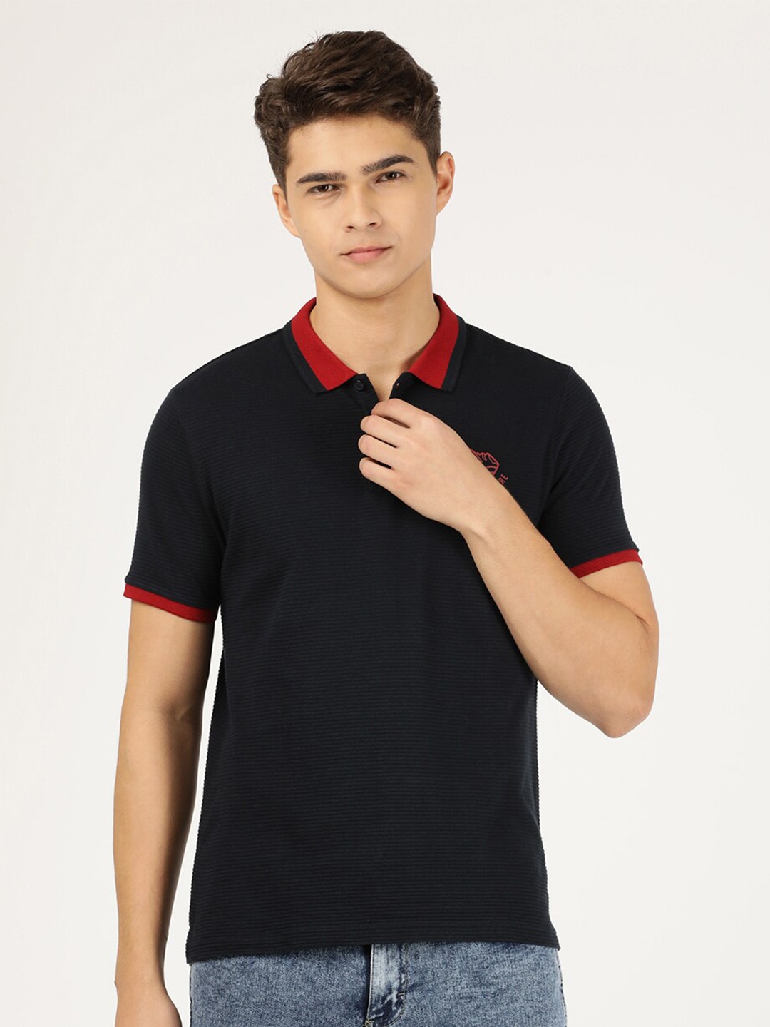 

Wrangler Men Blue Polo Collar T-shirt