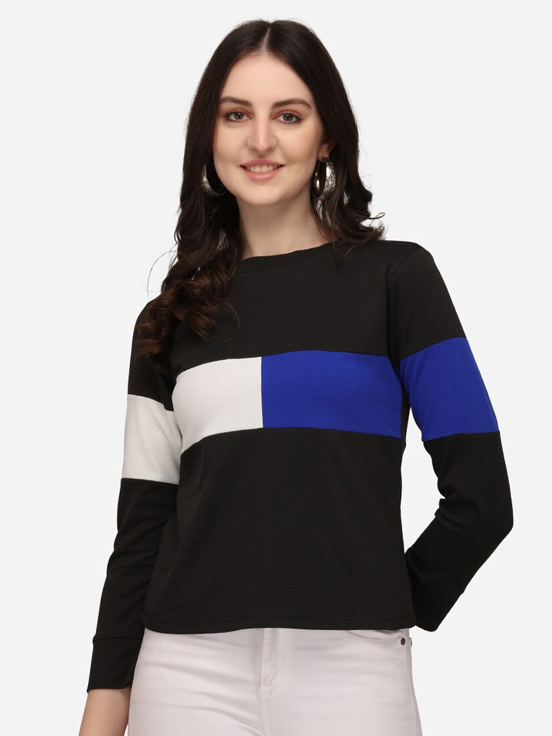 

Dream Beauty Fashion Women Blue & Blue Colourblocked Top