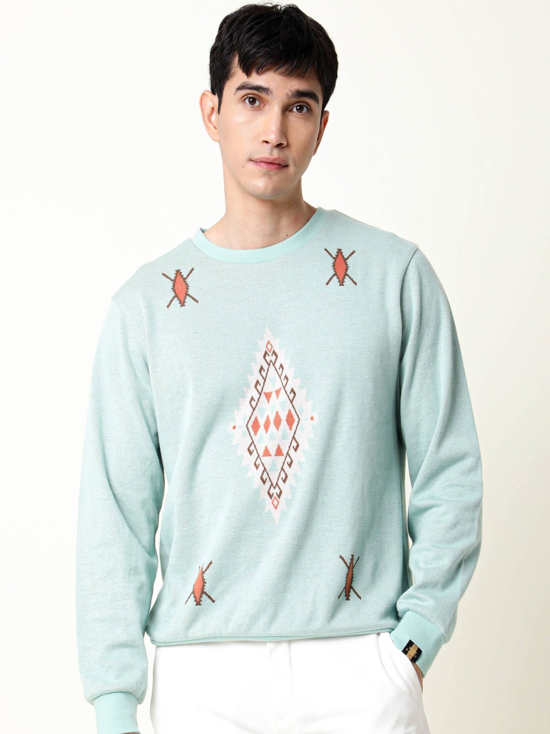 

RARE RABBIT Men Aztec Printed Sweatshirt, Blue