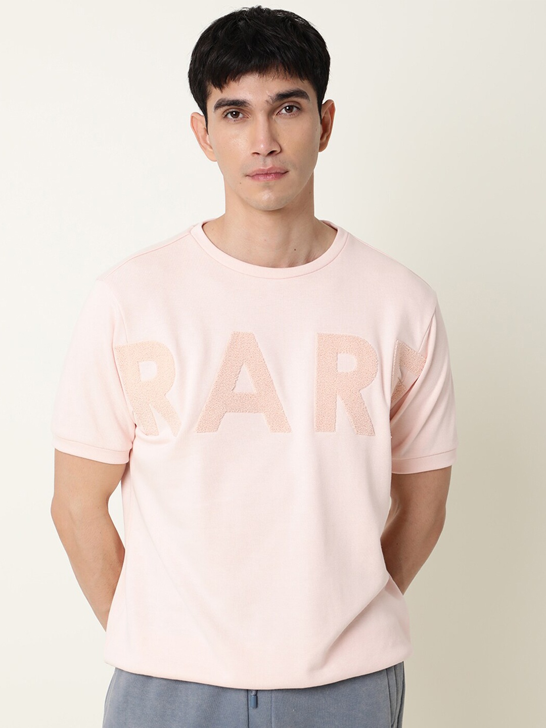 

RARE RABBIT Men Nor Slim Fit Printed Sweatshirt, Peach