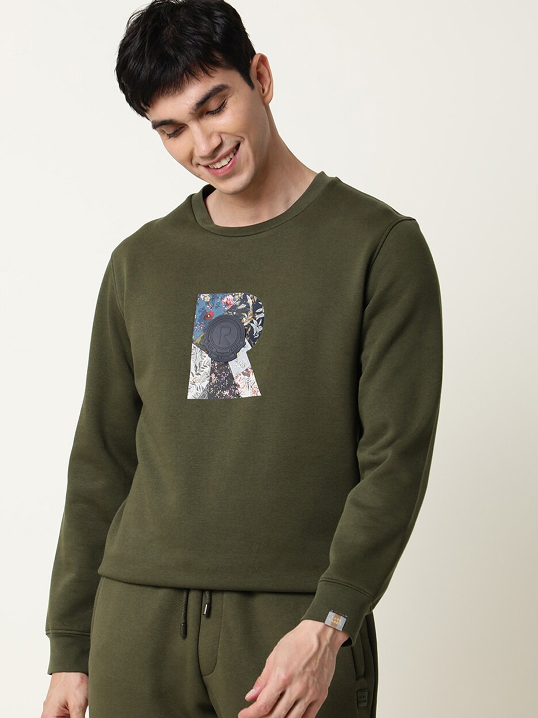 

RARE RABBIT Men Astor Graphic Printed Sweatshirt, Olive