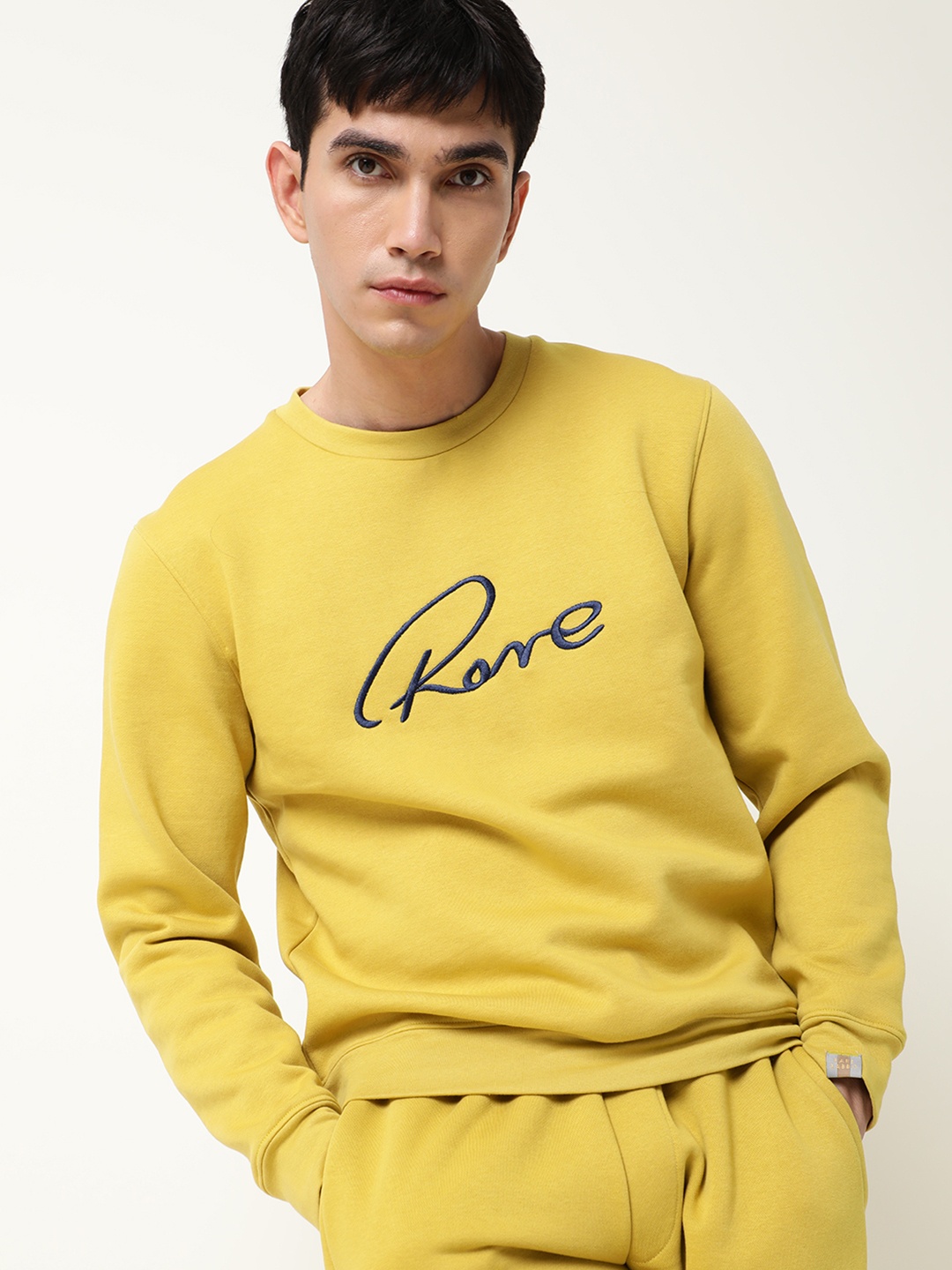 

RARE RABBIT Men Asher Slim Fit Sweatshirt, Mustard