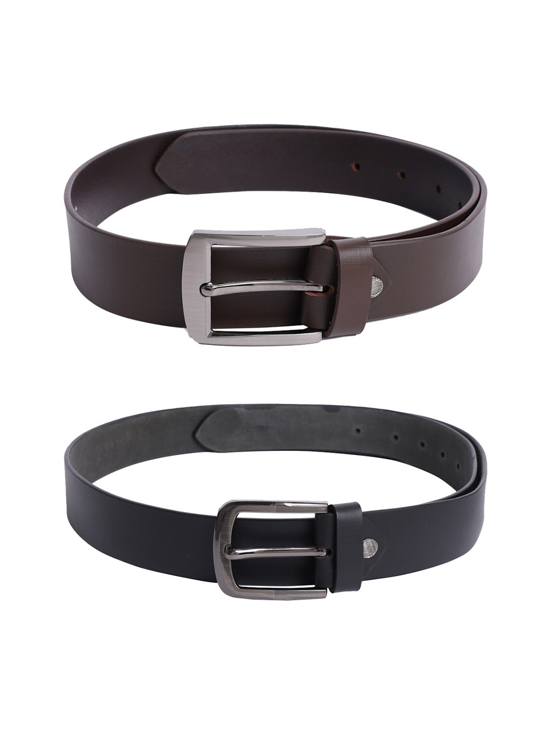 

The Mini NEEDLE Pack Of 2 Men Brown & Black Leather Formal Belt