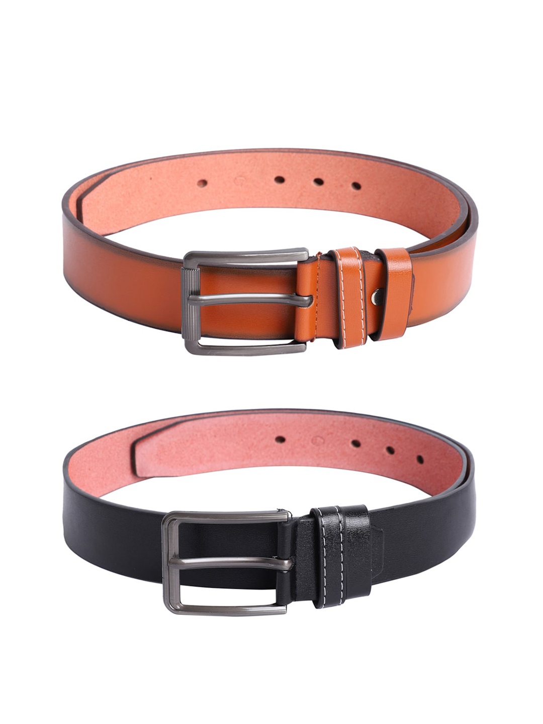 

The Mini NEEDLE Men Tan & Black Pack Of 2 Formal Belt