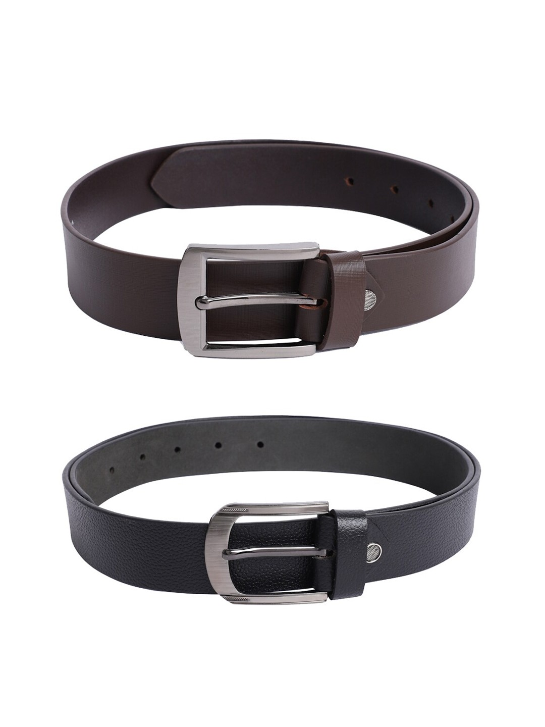 

The Mini NEEDLE Men Pack of 2 Brown and Black Leather Formal Belts