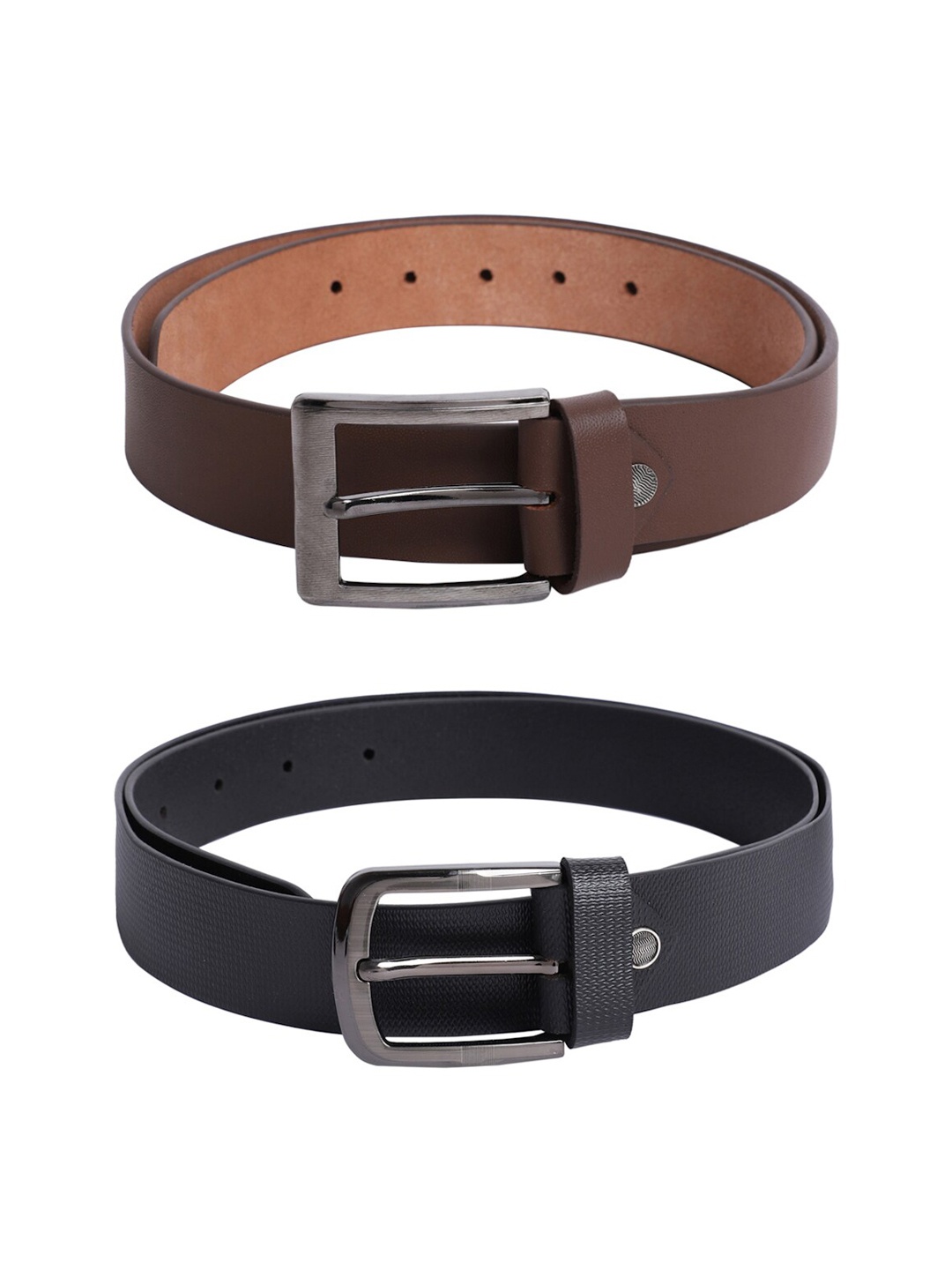 

The Mini NEEDLE Men Brown & Black Set OF 2 Leather Formal Belt