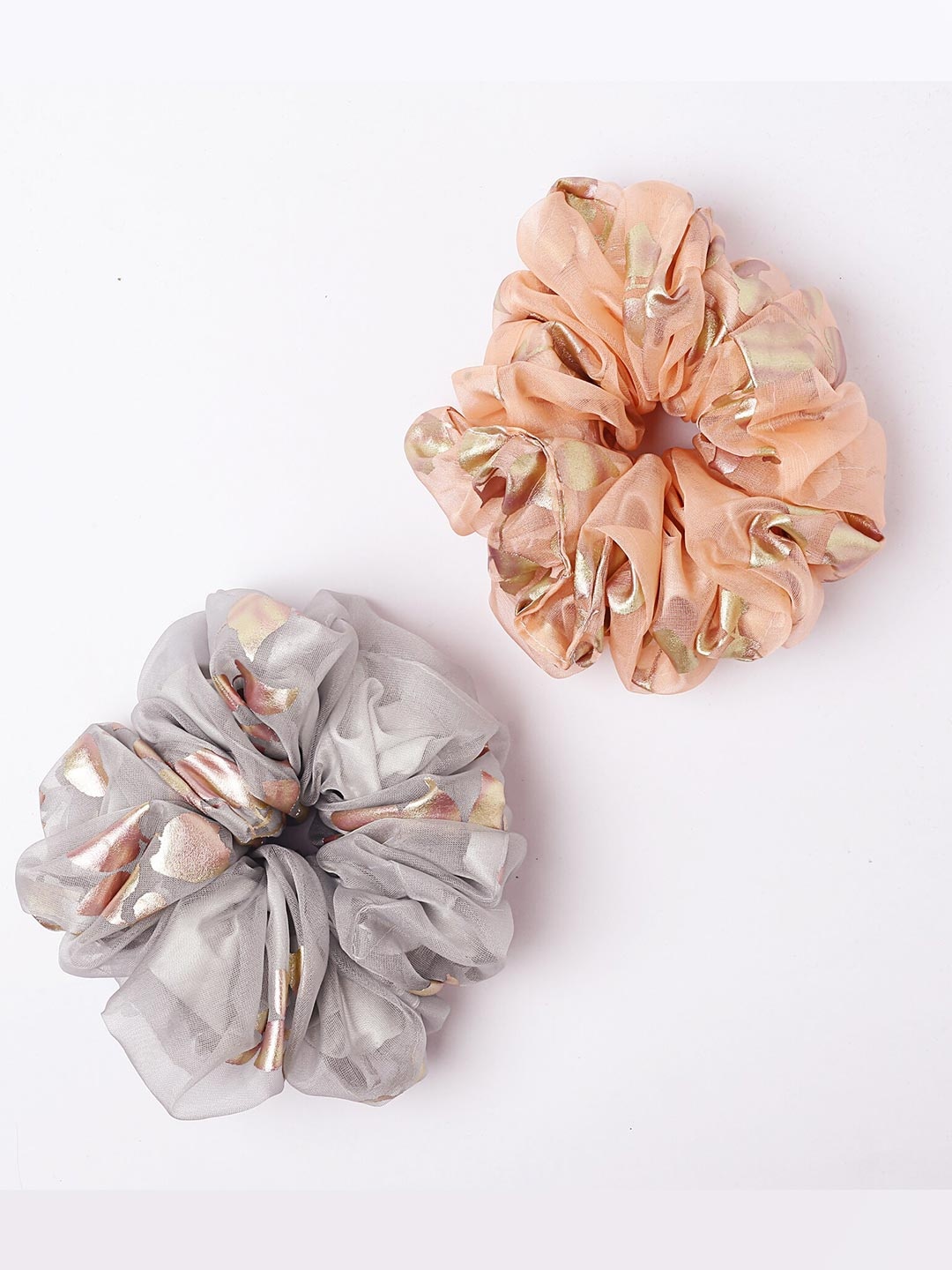 

Retrobelaa Women Peach-Coloured & Grey Set of 2 Hairband