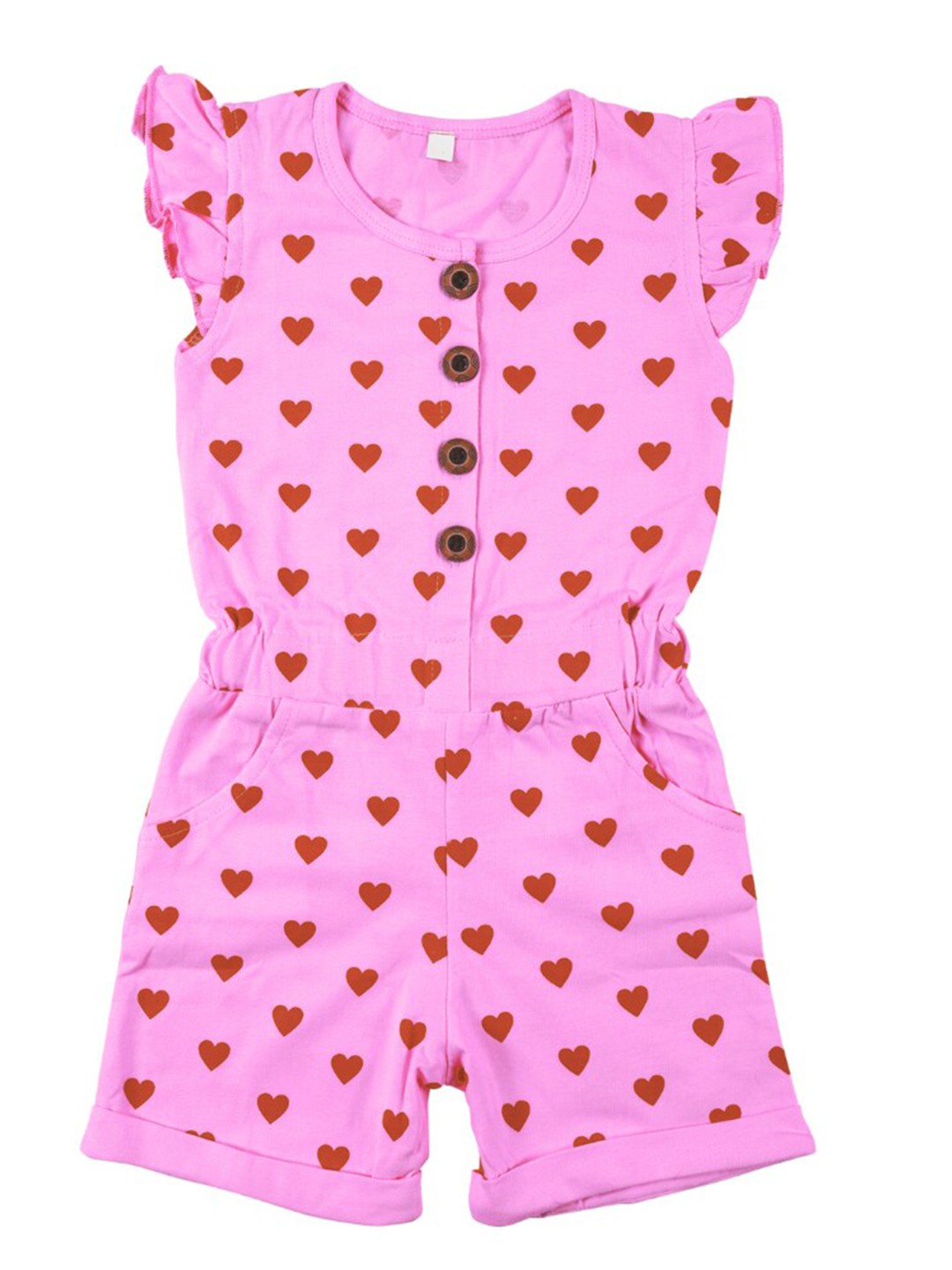 

CATCUB Girls Pink & Red Printed Basic Jumpsuit