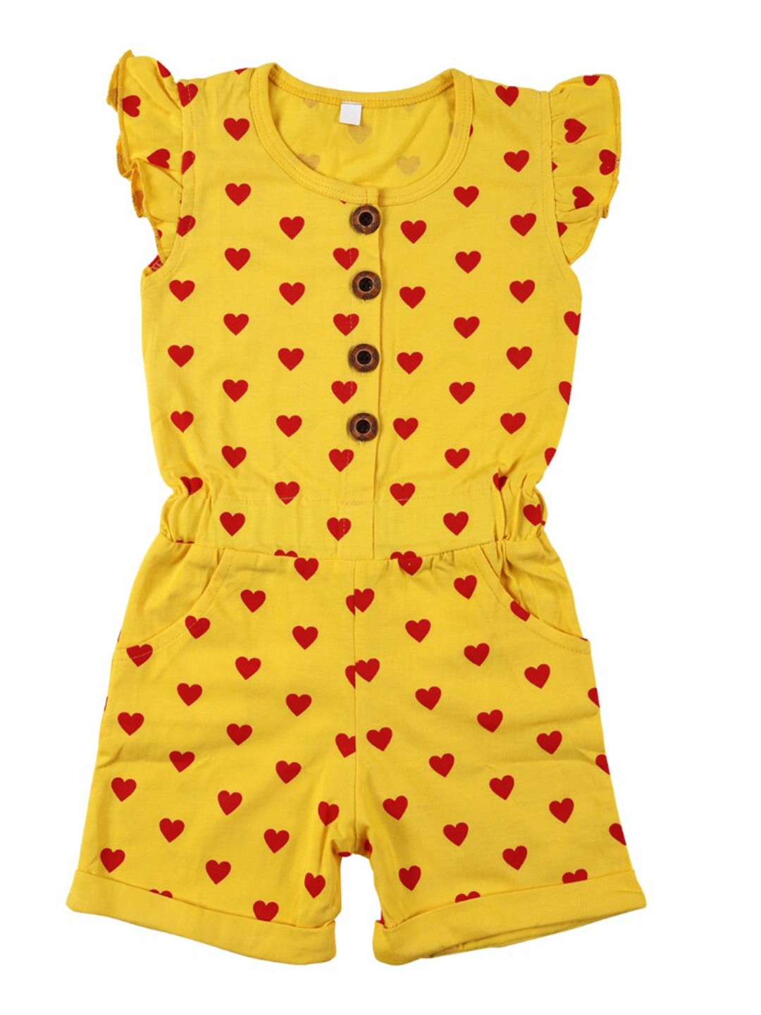 

CATCUB Girls Yellow & Red Printed Basic Jumpsuit