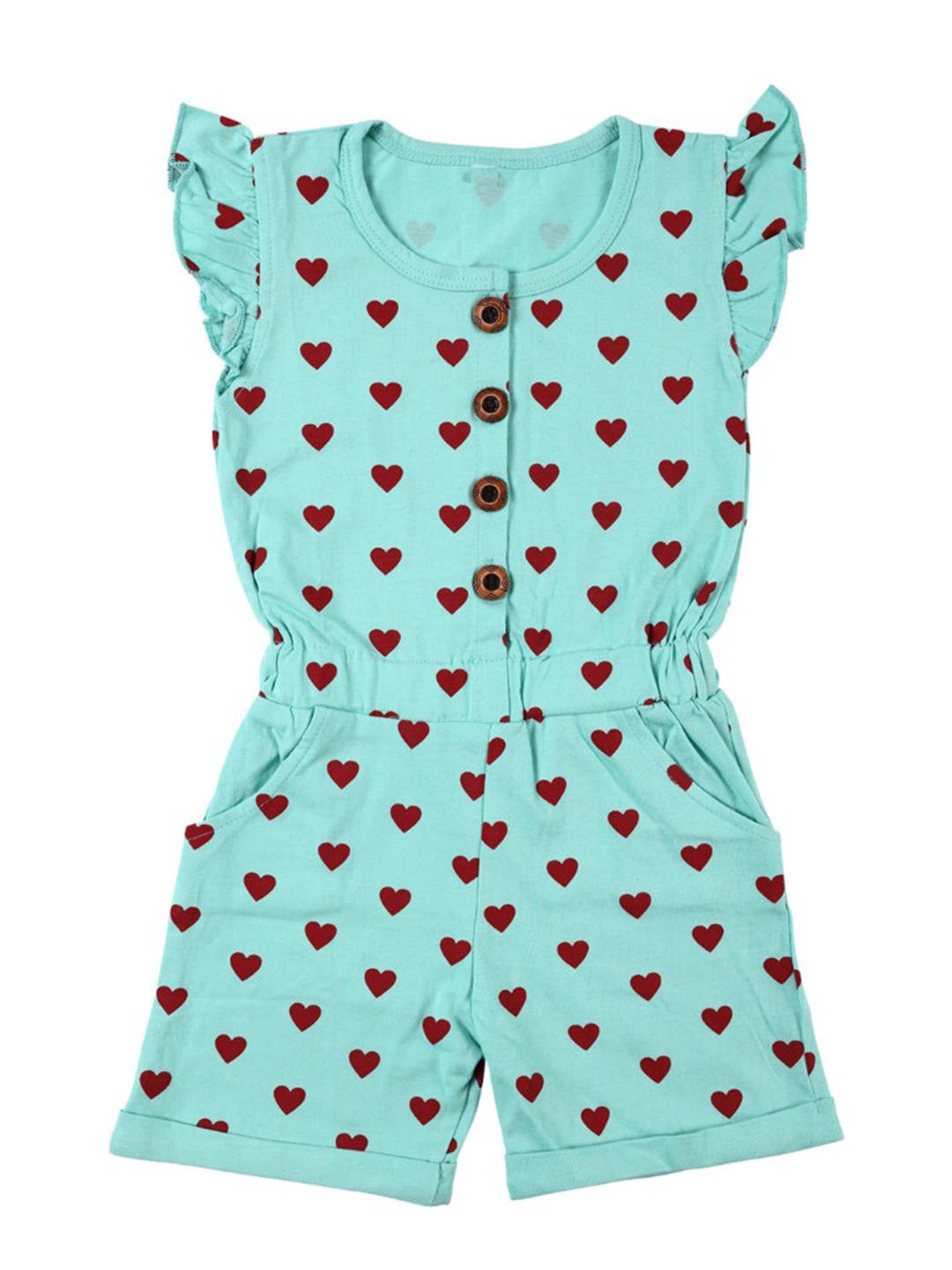

CATCUB Girls Green & Red Printed Basic Jumpsuit
