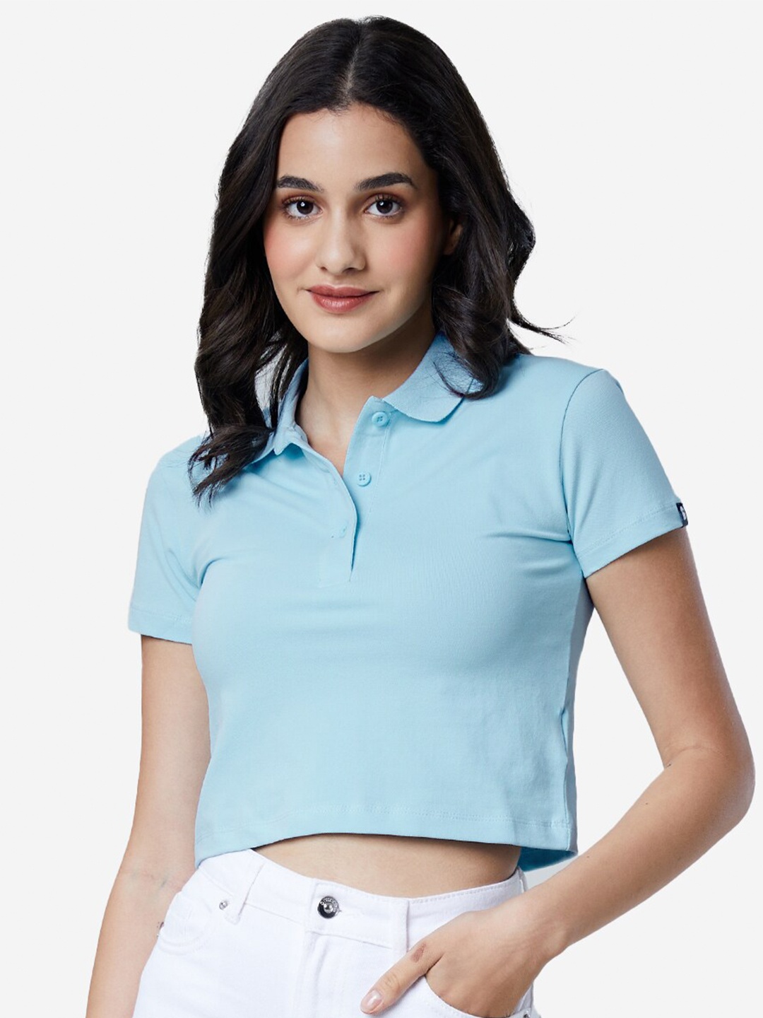 

The Souled Store Women Blue Polo Collar T-shirt