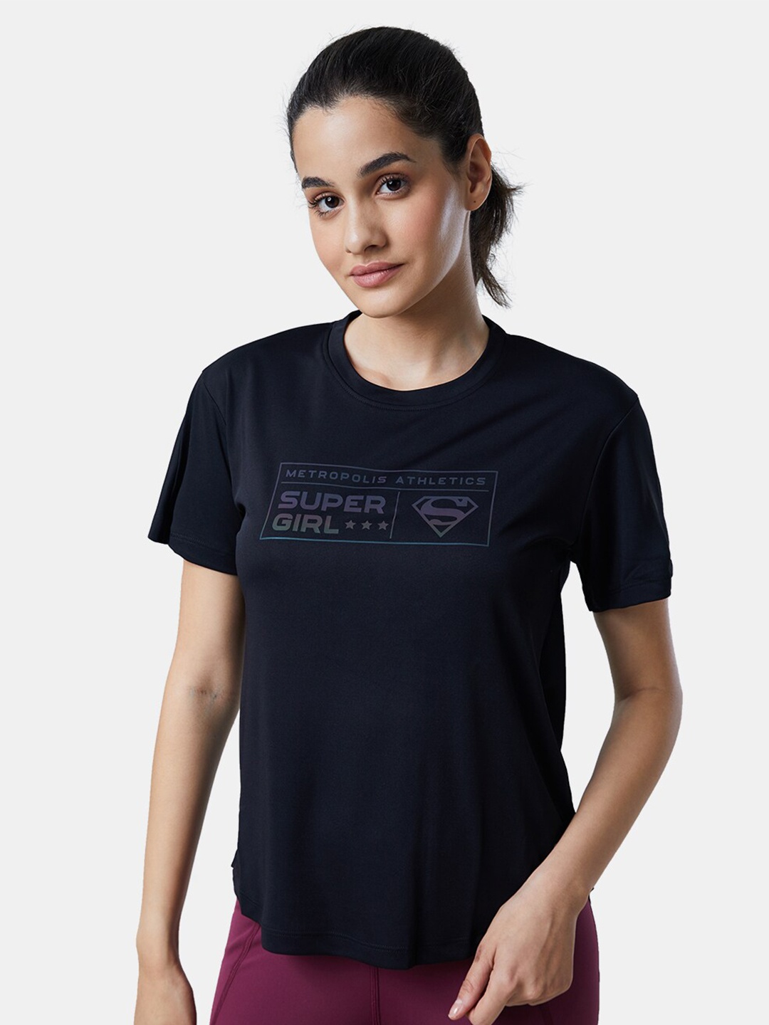 

The Souled Store Women Black Super Girl Printed T-shirt