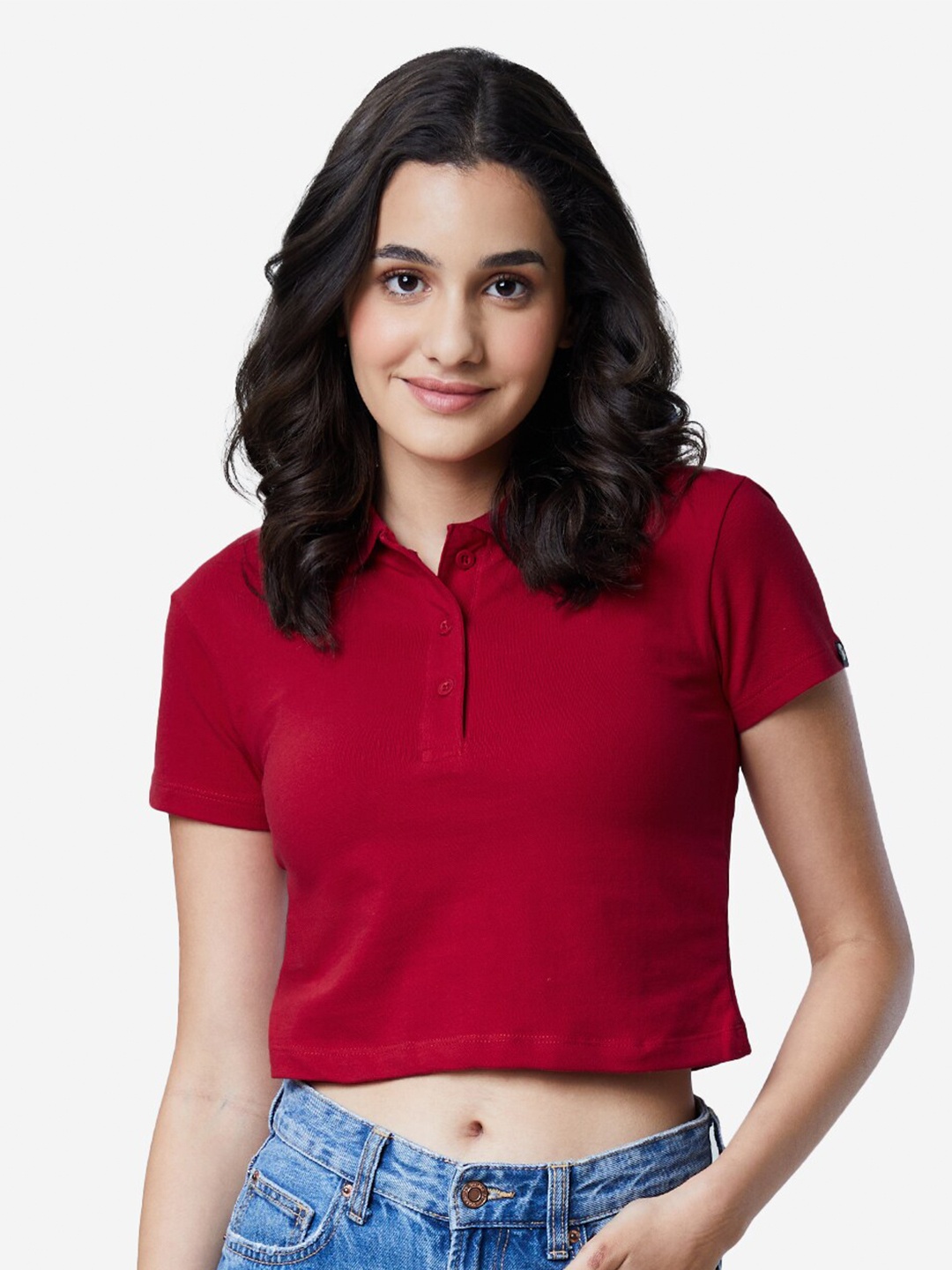 

The Souled Store Women Red Polo Collar T-shirt