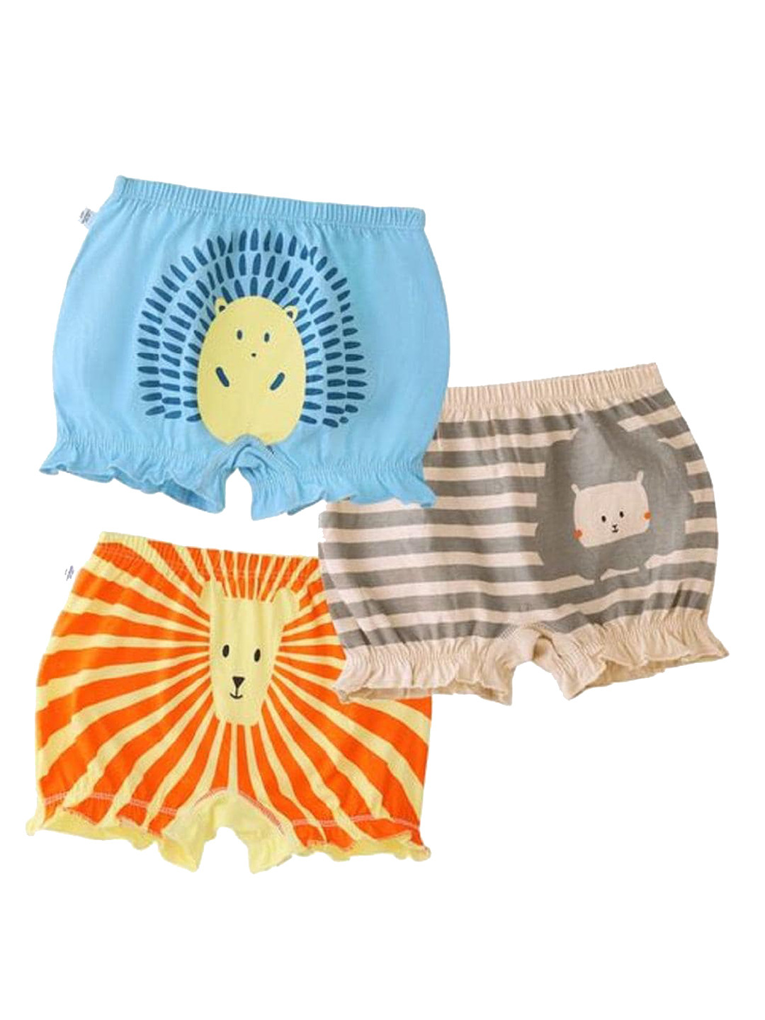 

You Got Plan B Kids Girls Pack of 3 Printed Cotton Basic Briefs, Blue