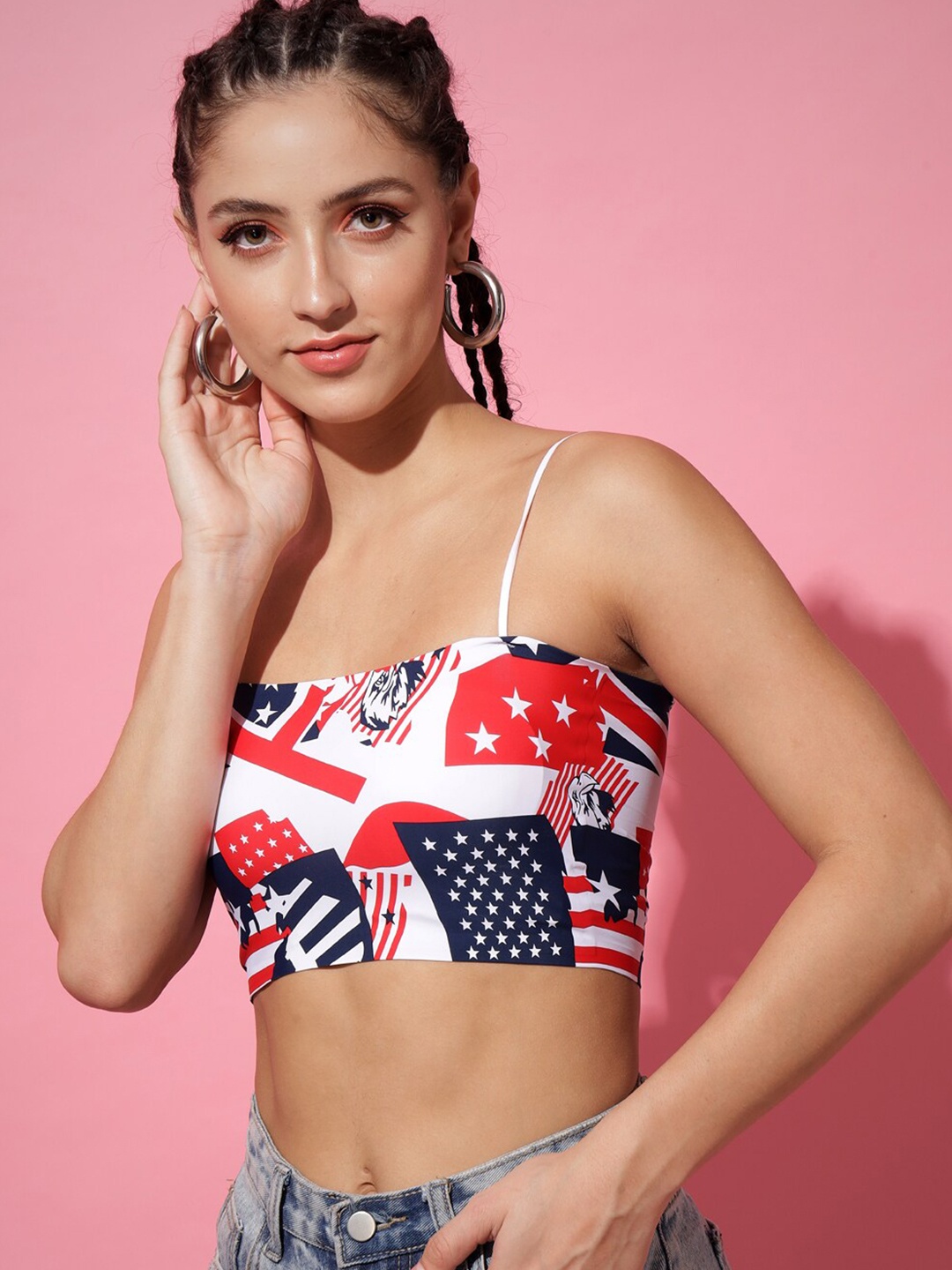 

Darzi Women Pink Print Bralette Crop Top