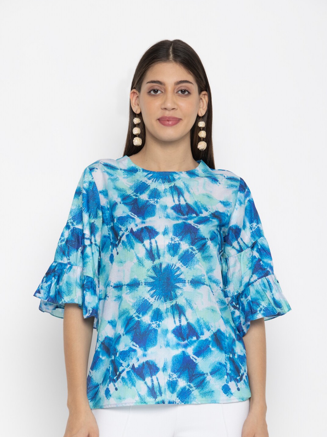 

SEW YOU SOON Women Blue Tie and Dye Top