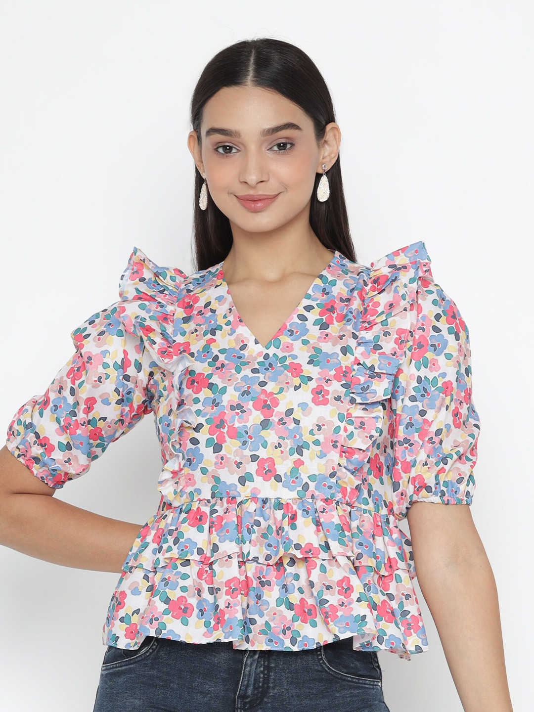 

SEW YOU SOON Multicoloured Floral Print Blouson Top, Multi