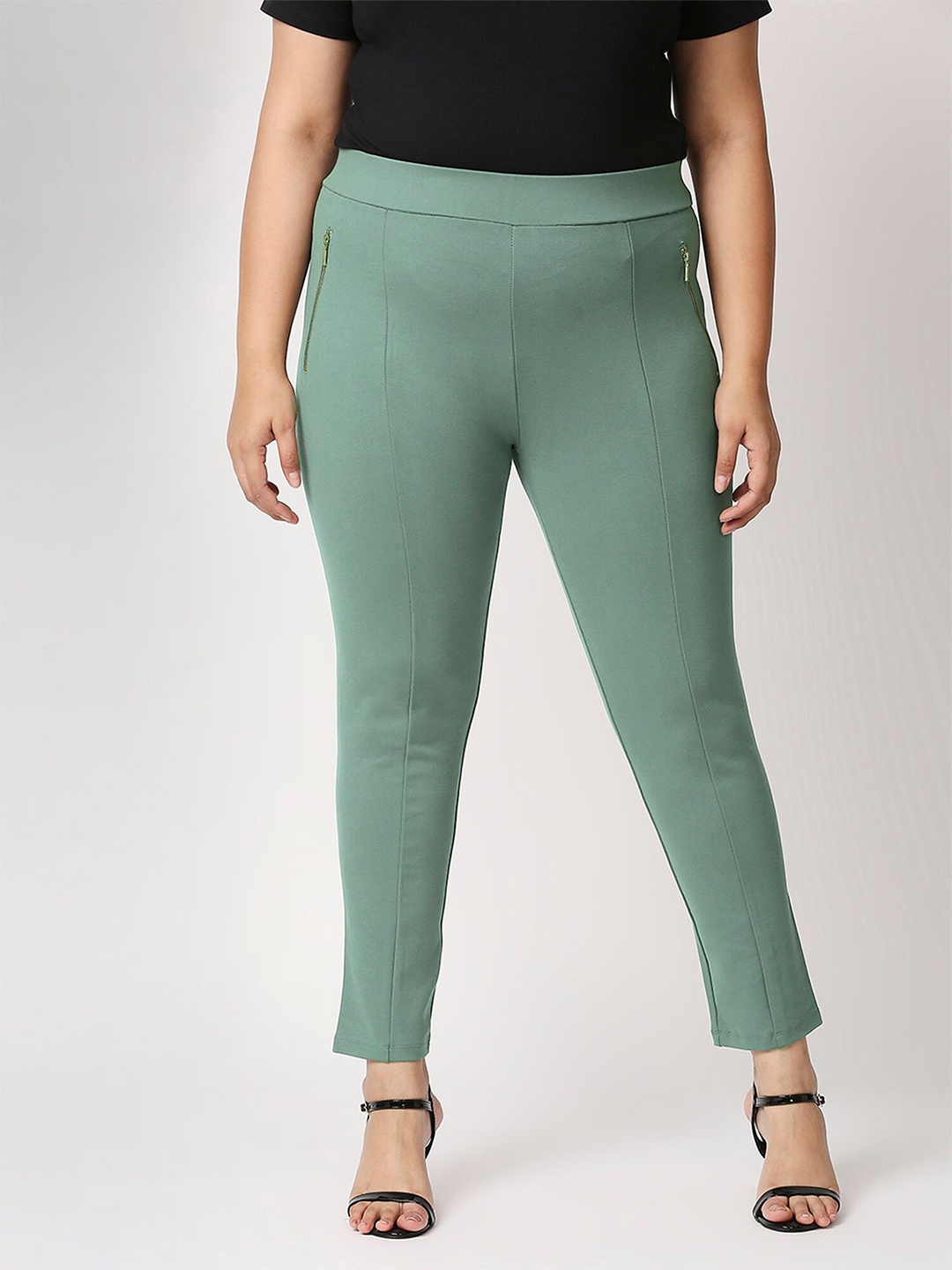 

20Dresses Women Green Solid Skinny Fit Ankle Length Jeggings