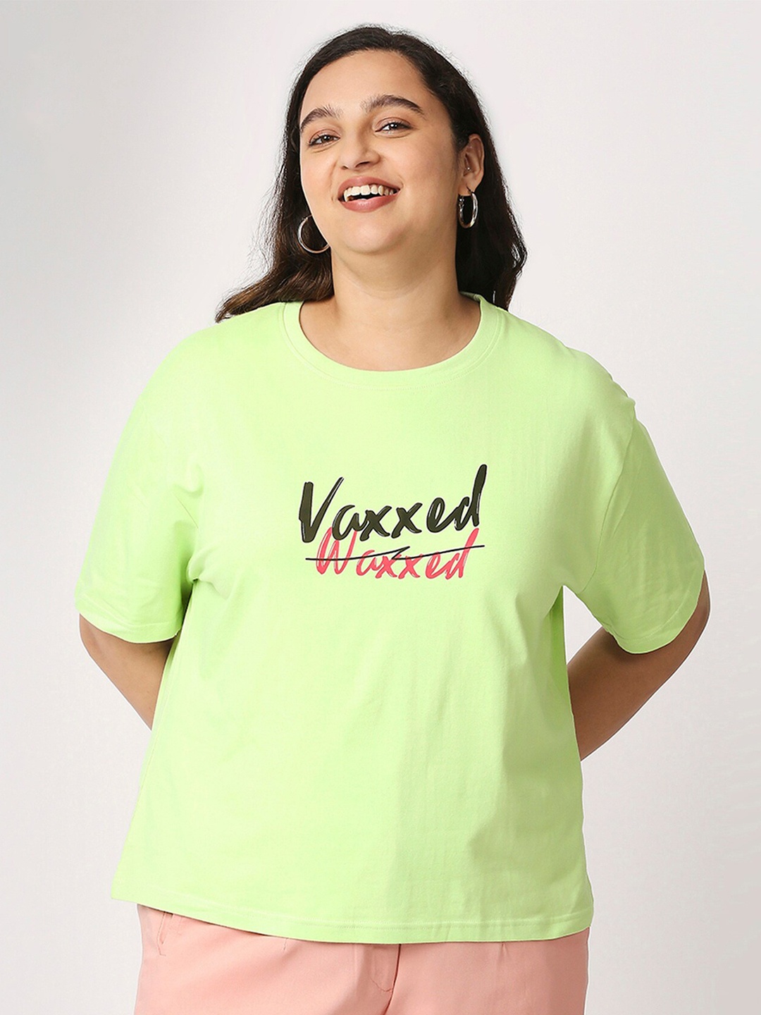 

20Dresses Women Green Typography Printed Applique T-shirt