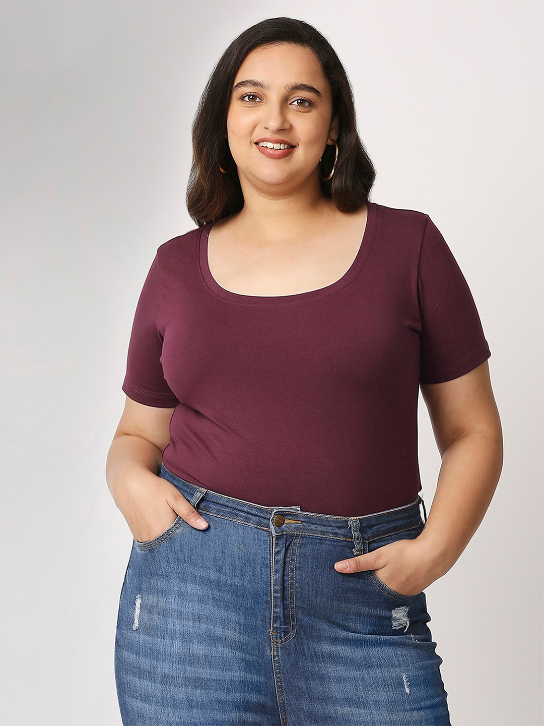 

20Dresses Plus Size Maroon Basics Bodysuit