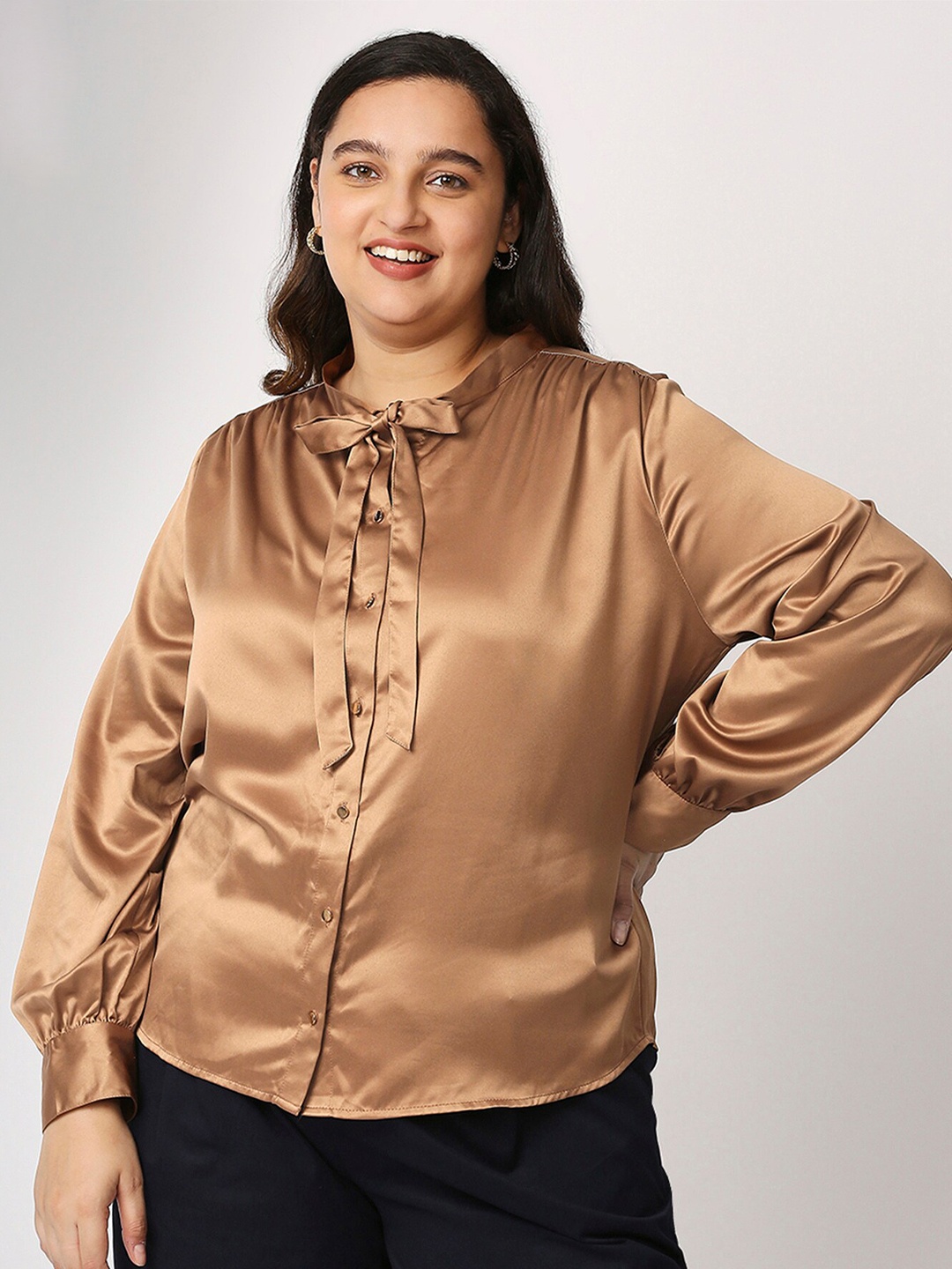 

20Dresses Women Plus Size Brown Formal Shirt