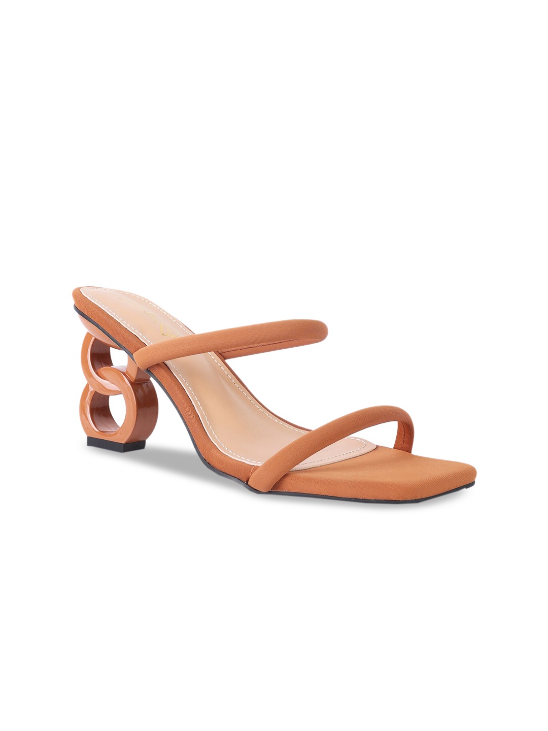 

London Rag Tan Embellished PU Party Block Sandals