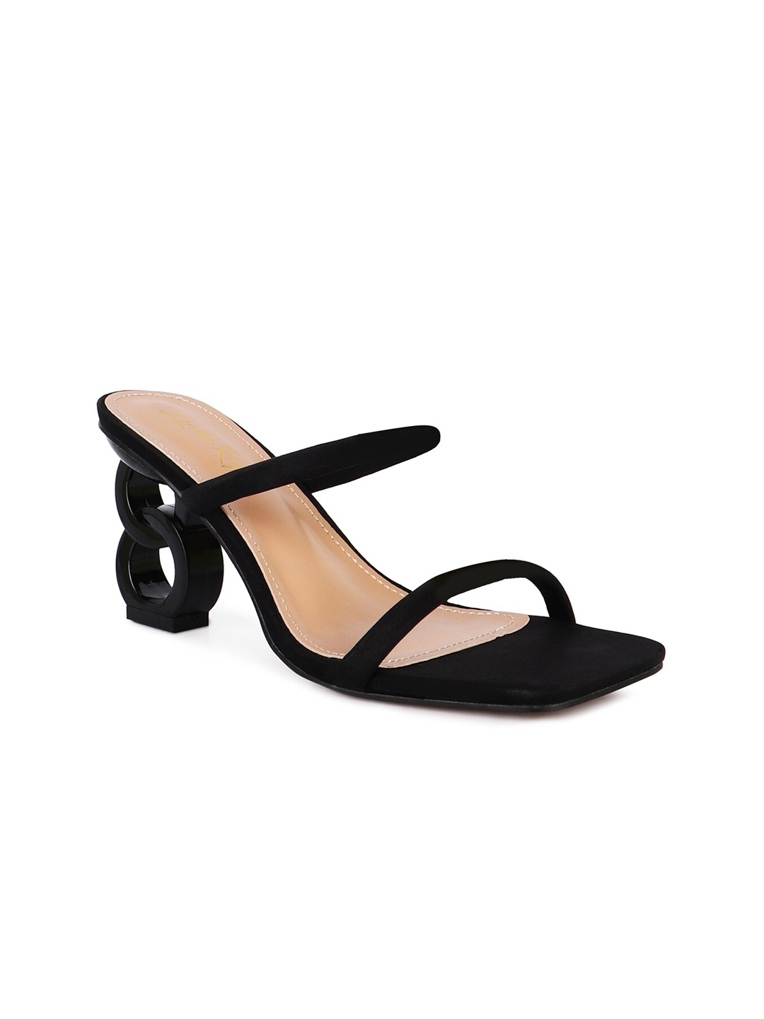 

London Rag Black PU Party Block Heel