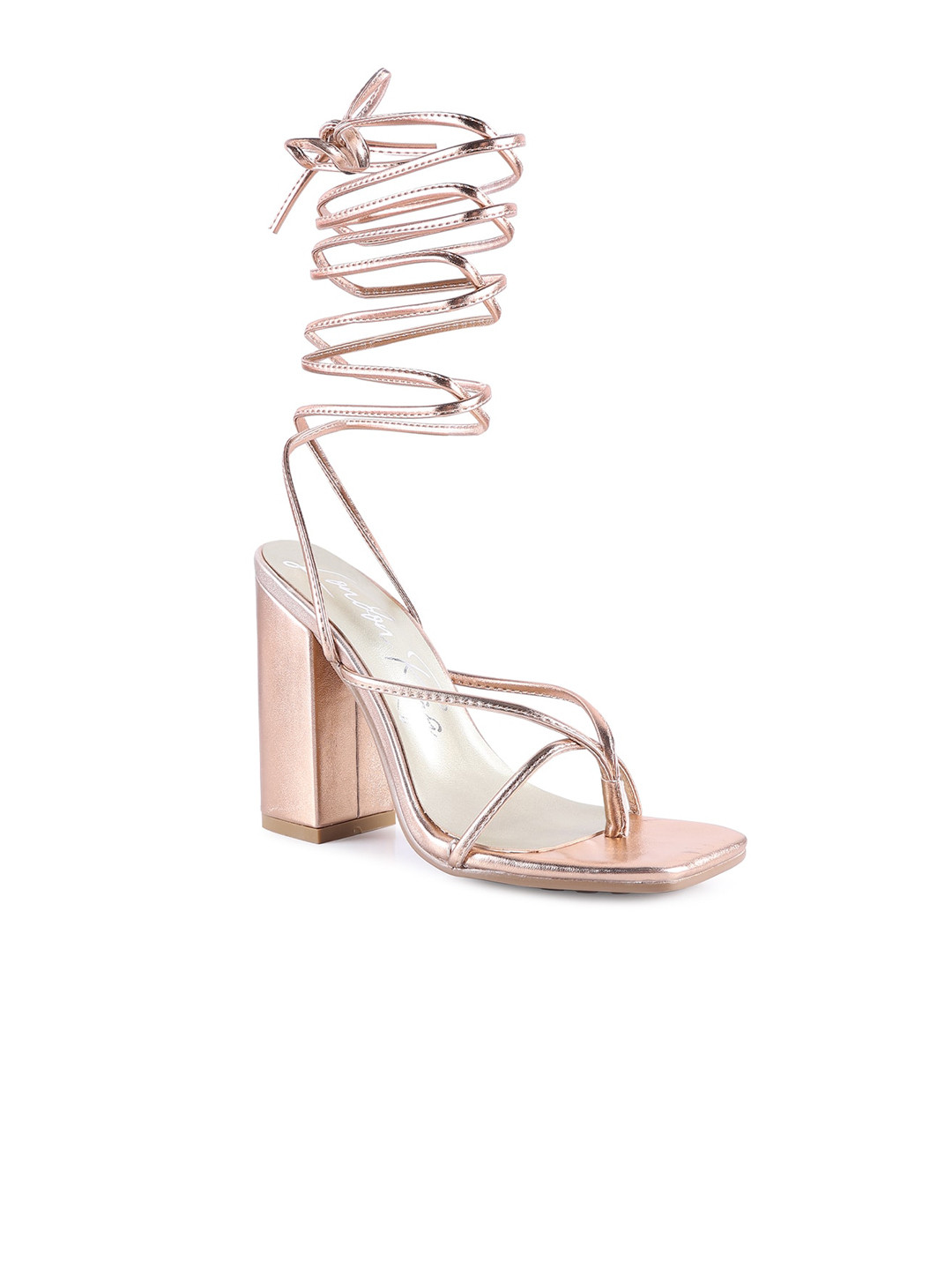 

London Rag Rose Gold PU Party Block Sandals