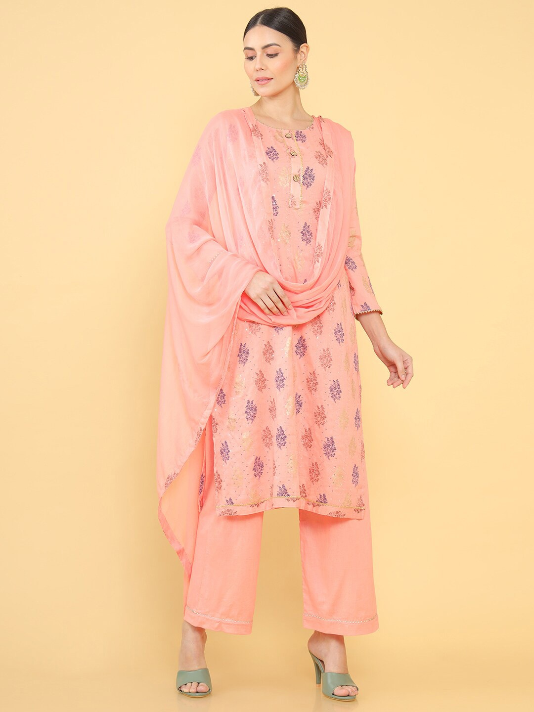 

Soch Pink & Blue Printed Unstitched Dress Material