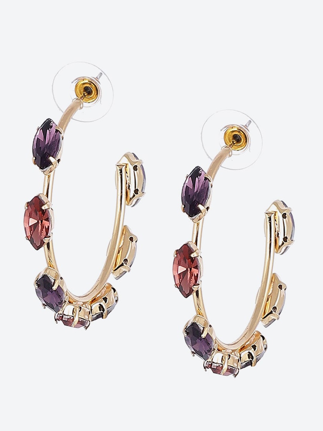

Biba Pink Gold Plated Contemporary Half Hoop Earrings