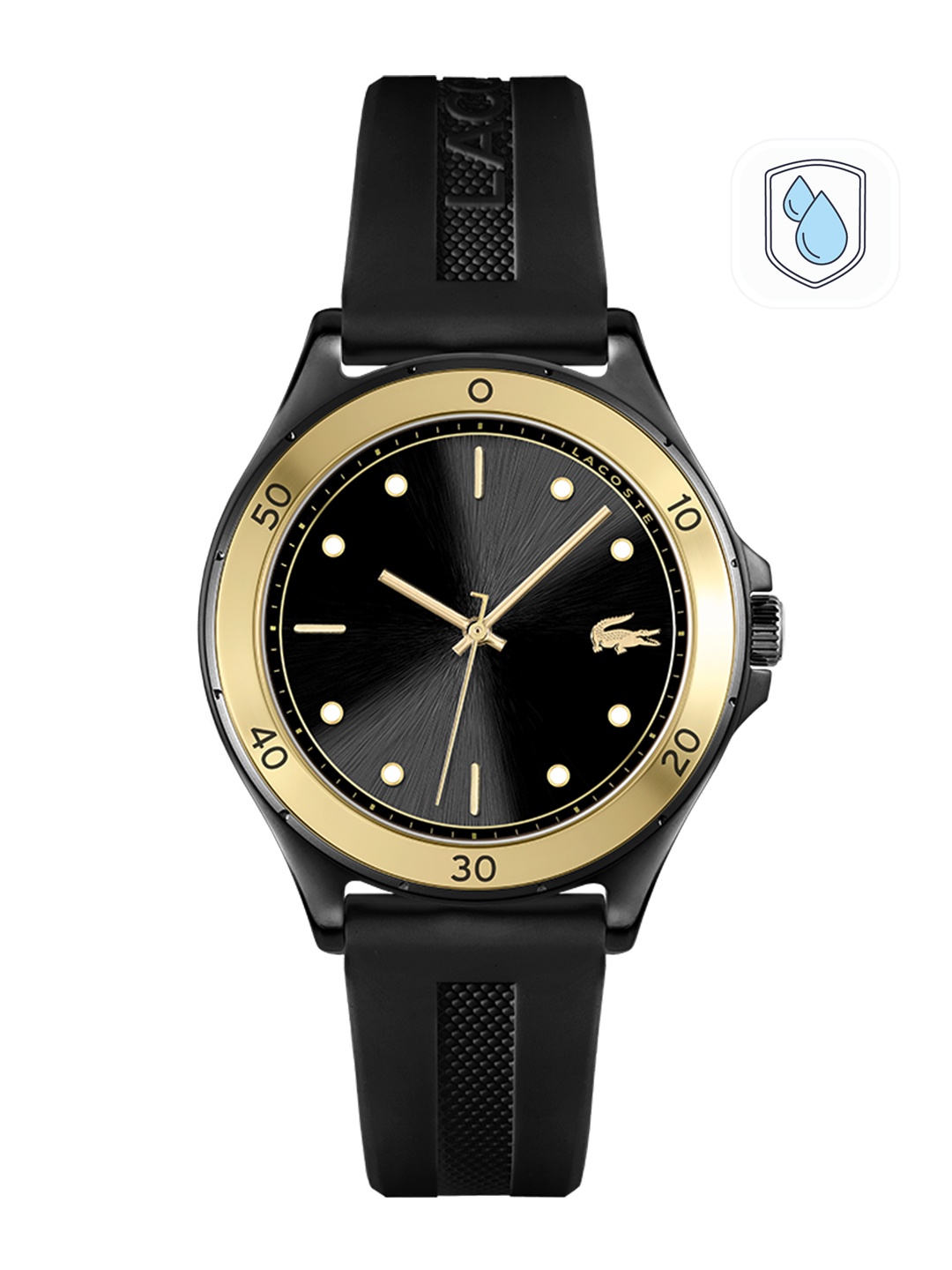 

Lacoste Women Black Brass Embellished Dial & Black Straps Analogue Watch 2001223