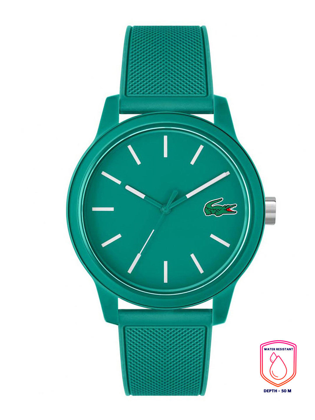 

Lacoste Men Green Brass Printed Dial & Green Straps Analogue Watch