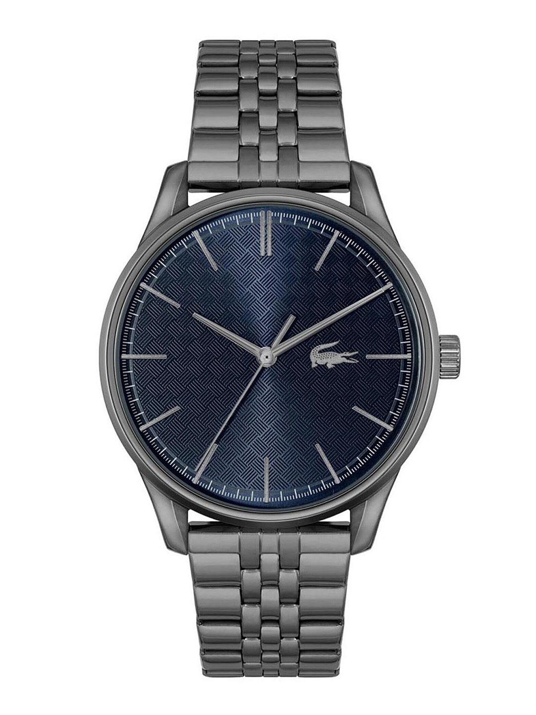 

Lacoste Men Blue Brass Dial & Grey Stainless Steel Bracelet Style Straps Analogue Watch