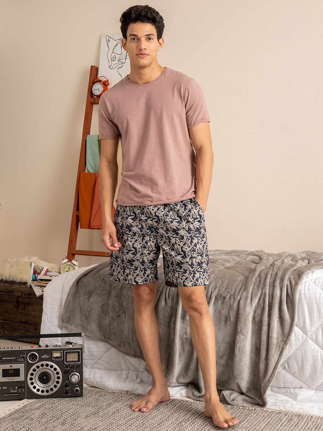 

DAMENSCH Men Printed Statement Ultra-Light Casual Lounge Shorts, Grey
