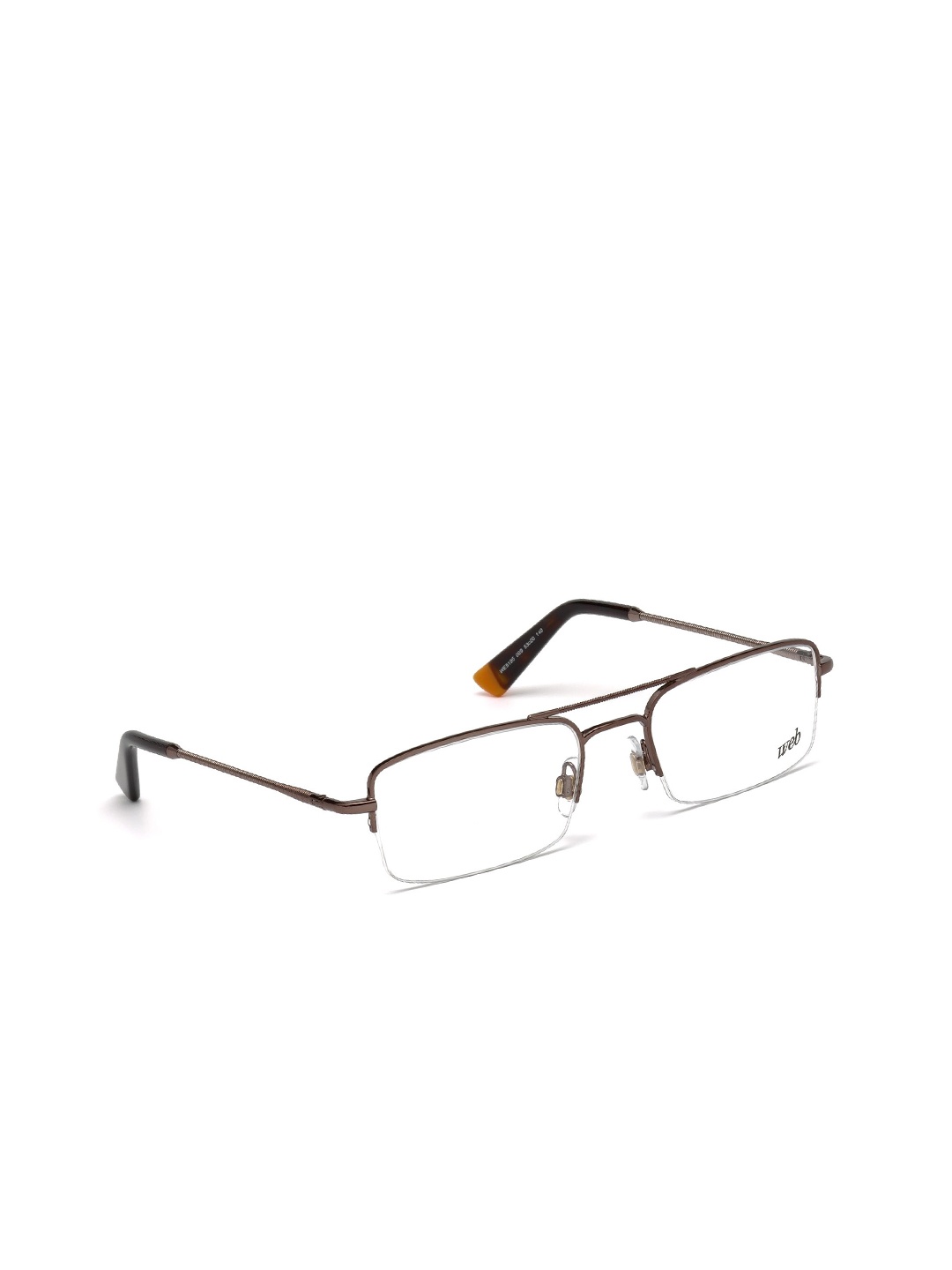 

WEB EYEWEAR Men Transparent & Brown Half Rim Rectangle Frames WE5195 53 009