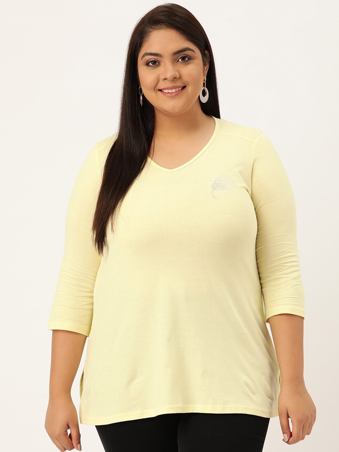 

theRebelinme Women Yellow V-Neck T-shirt