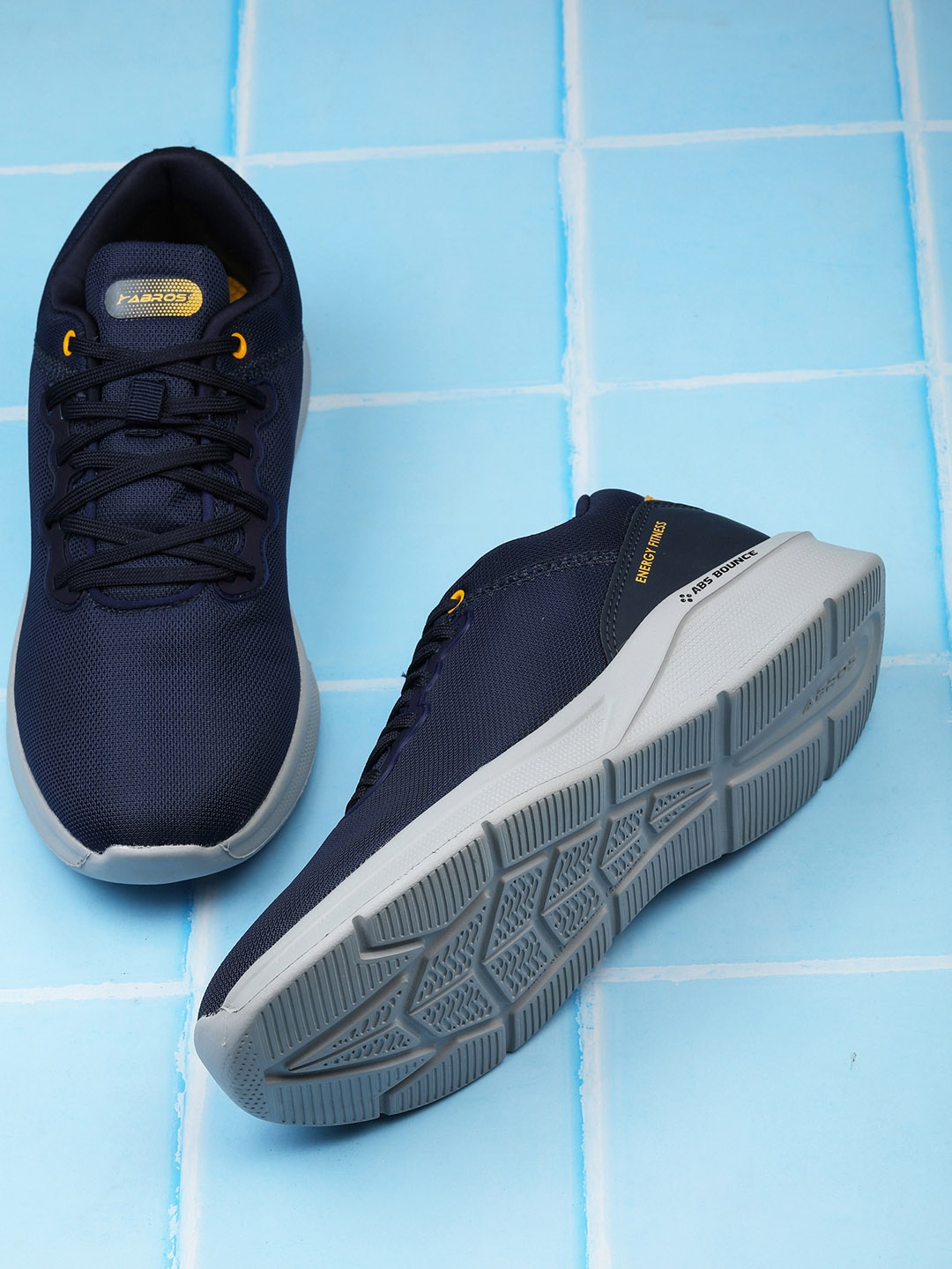 

ABROS Men Navy Blue Mesh Running Shoes