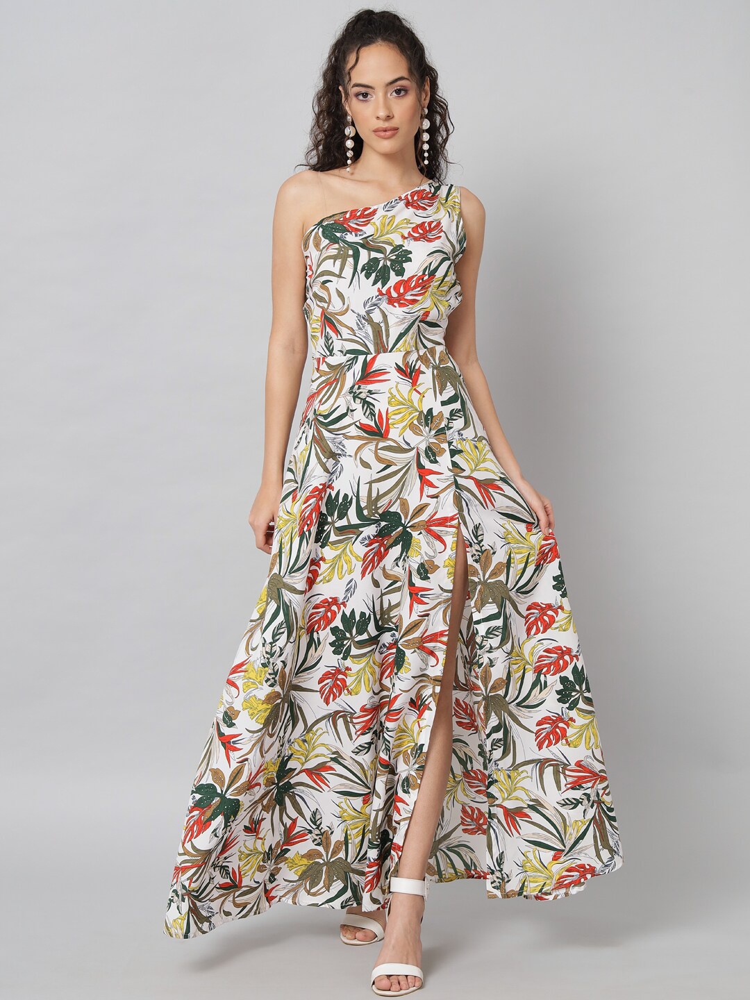 

emeros Multicoloured Floral Crepe Ethnic Maxi Dress, Green
