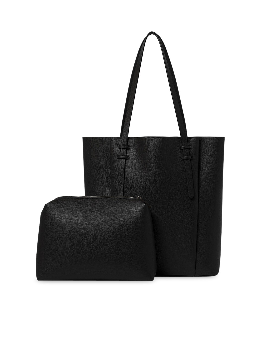 

Forever New Women Black PU Oversized Shopper Tote Bag