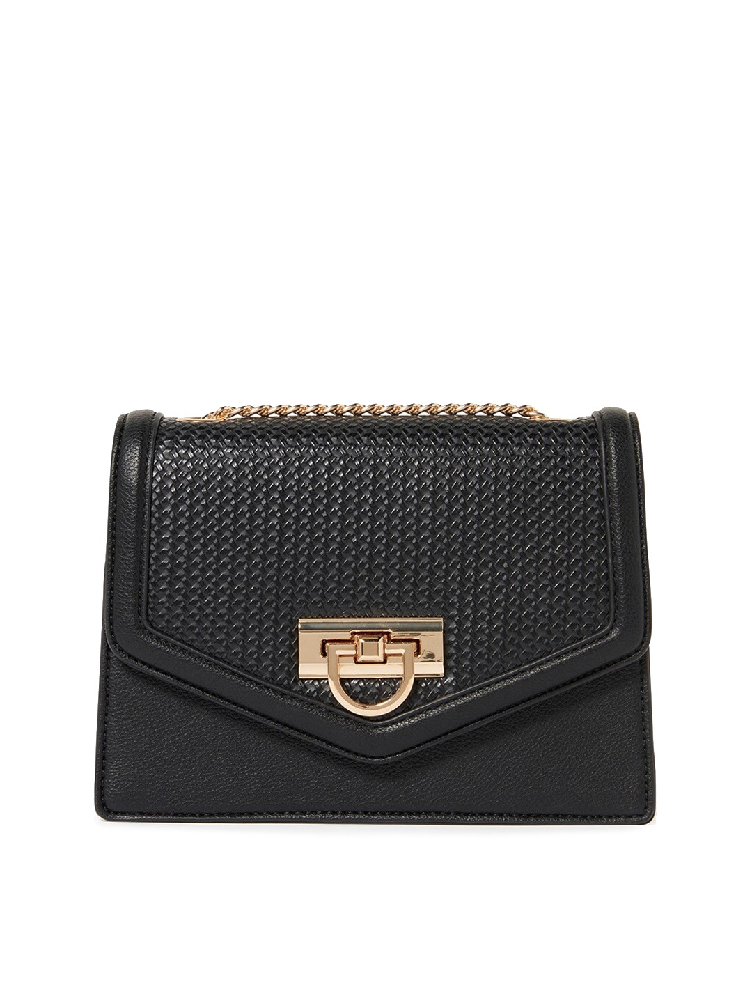 

Forever New Black Textured PU Structured Sling Bag