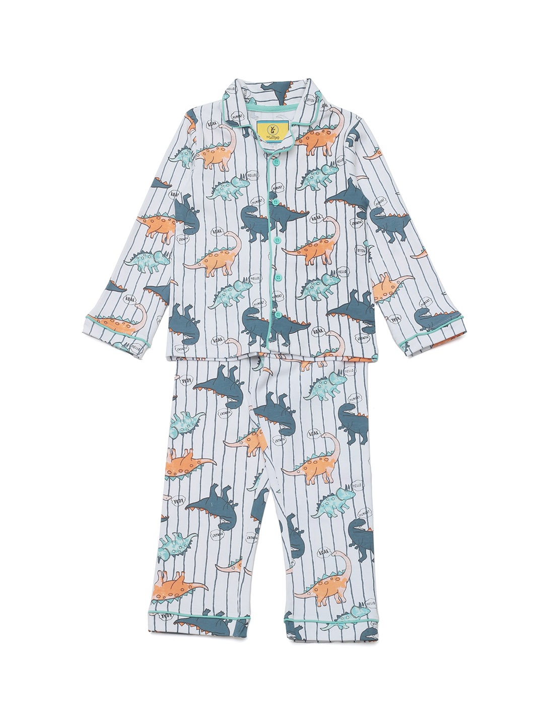 

Lil Lollipop Unisex Kids White & Blue Printed Night Suit 130334-White
