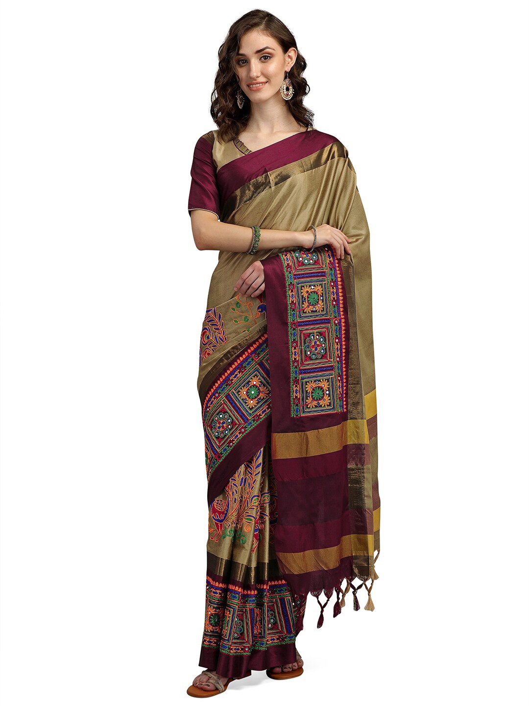 

Pisara Beige & Yellow Floral Silk Cotton Saree