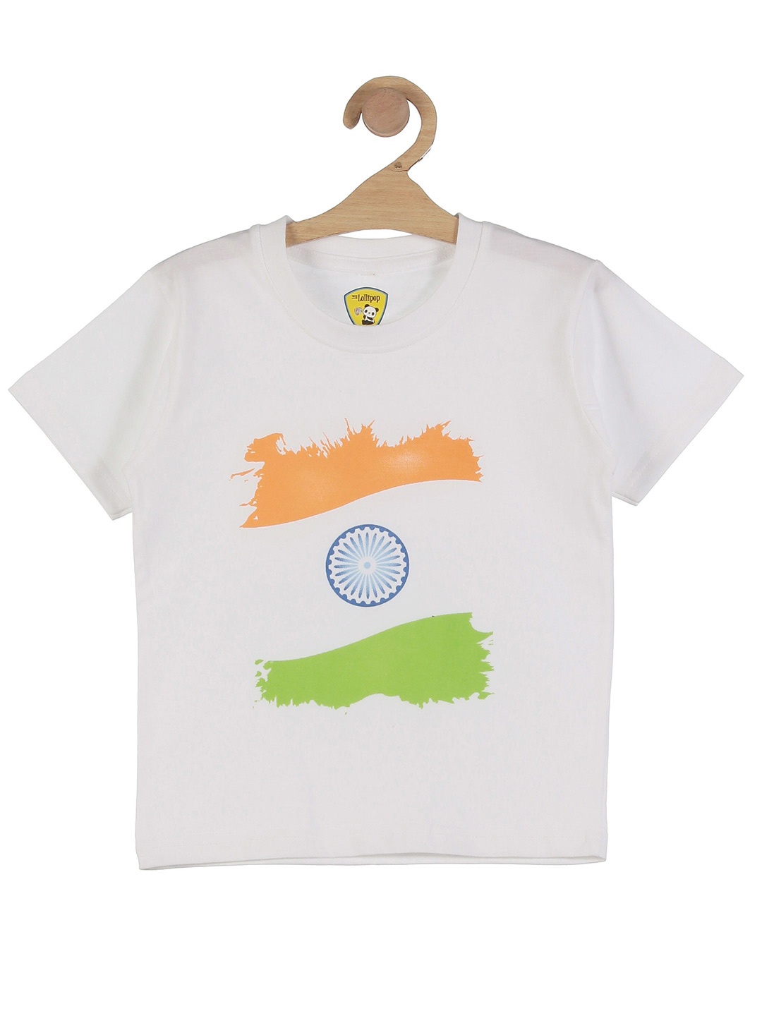 

Lil Lollipop Kids White Flag Printed Cotton T-shirt