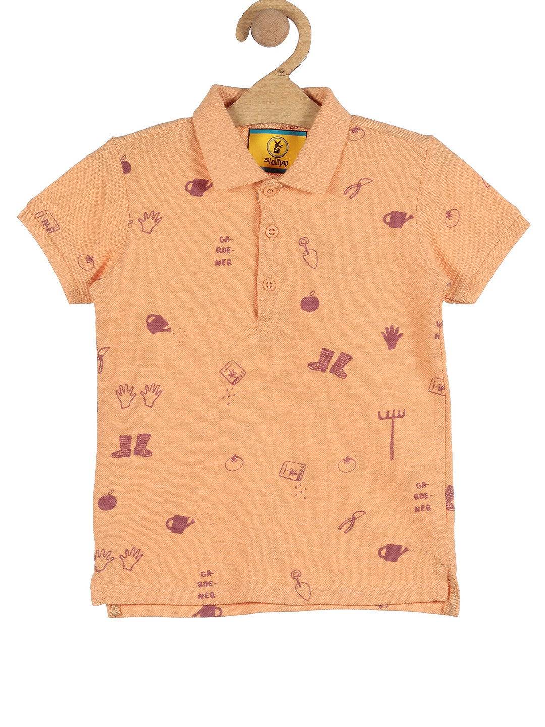 

Lil Lollipop Boys Orange Printed Polo Collar T-shirt
