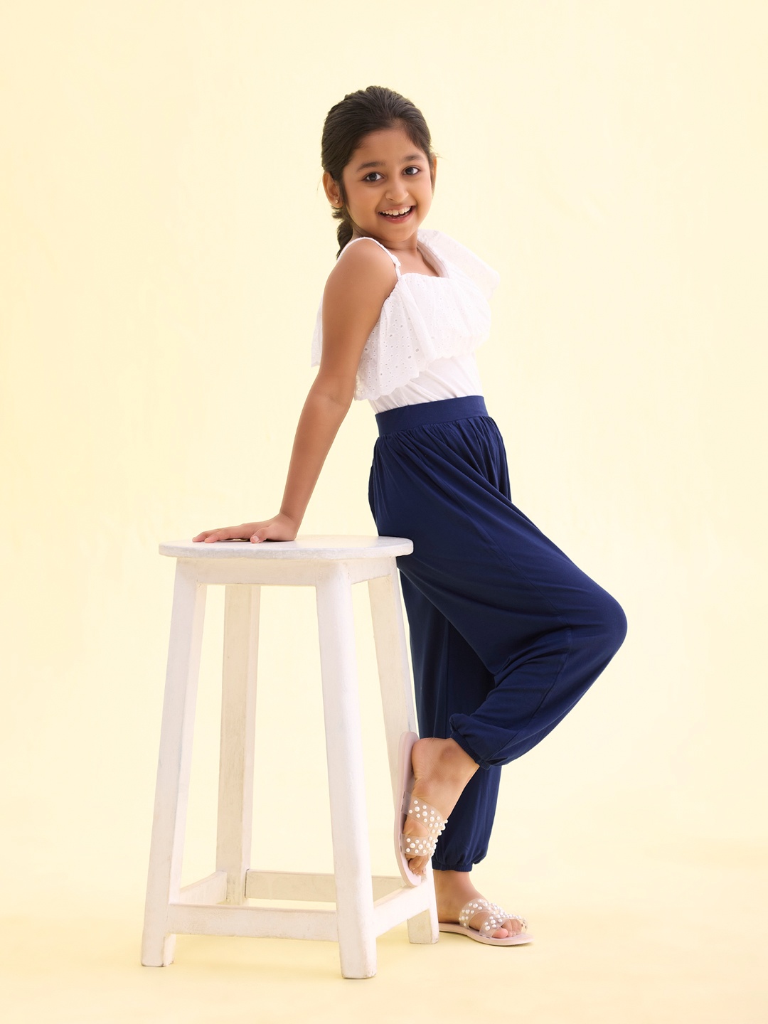 

Go Colors Girls Navy Blue Solid Relaxed-Fit Harem Pants